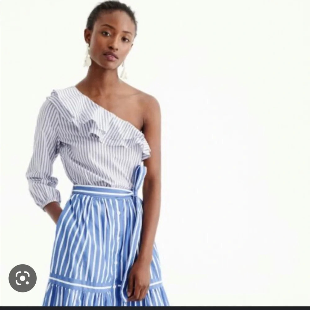 NWOT J.CREW STRIPED ONE SHOULDER RUFFLE BLOUSE